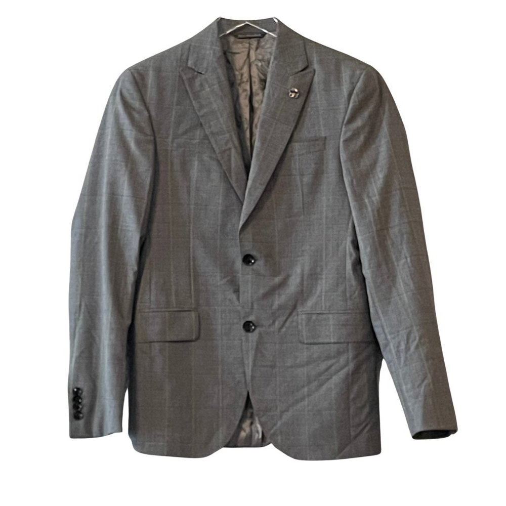NEW Ted Baker Men's Plaid Stretch Sports Jacket w/ Enamel Flower Pin 36R